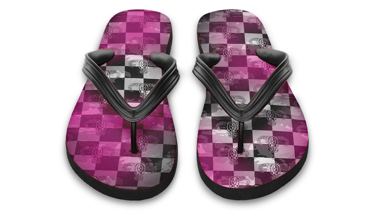 Flip Flops - "EOD Buffoulage Checkered Flag" (Faded Pink)