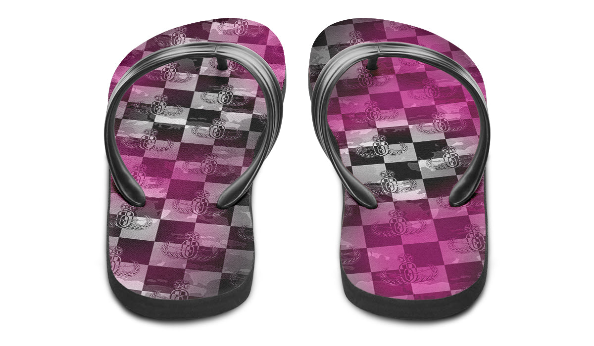 Flip Flops - "EOD Buffoulage Checkered Flag" (Faded Pink)