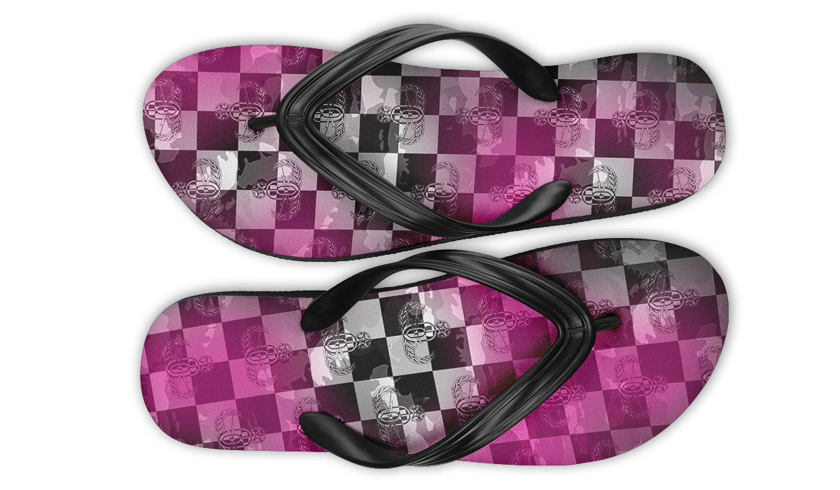 Flip Flops - "EOD Buffoulage Checkered Flag" (Faded Pink)