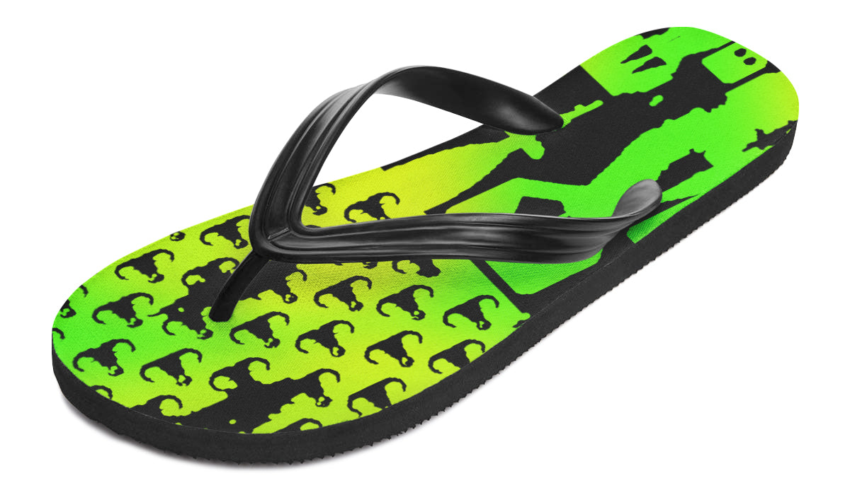 Flip Flops - "EOD Bomb Flag" (Lemon Lime on Black)