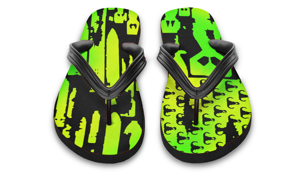 Flip Flops - "EOD Bomb Flag" (Lemon Lime on Black)
