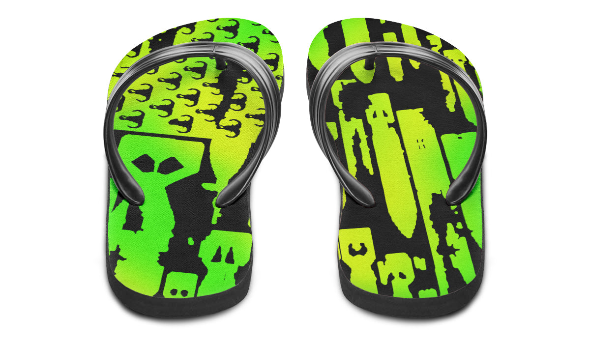 Flip Flops - "EOD Bomb Flag" (Lemon Lime on Black)