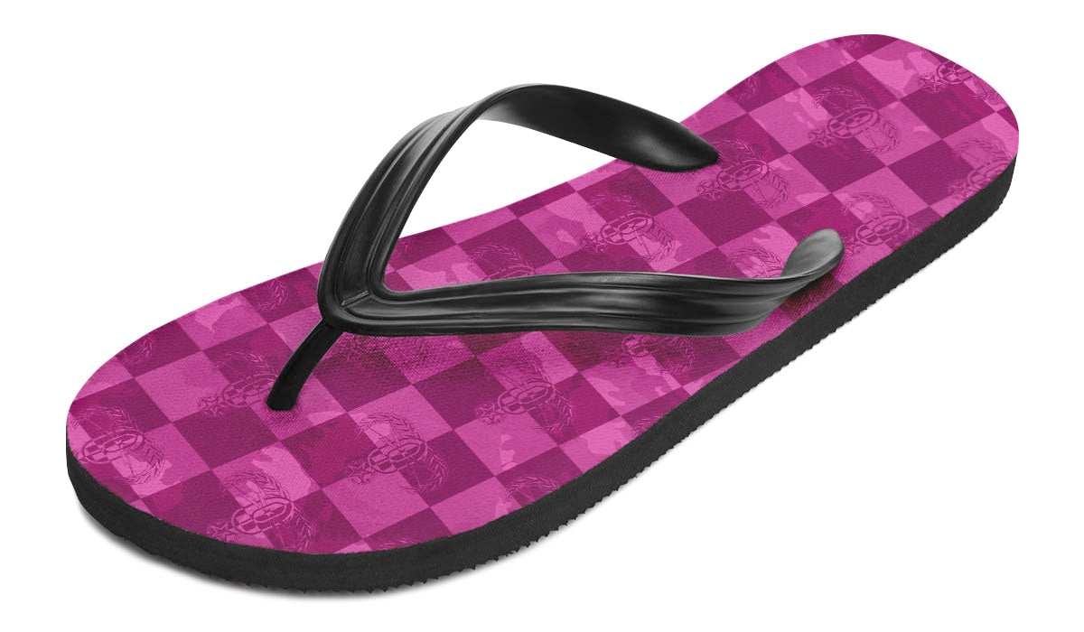 Flip Flops - "EOD Buffoulage Checkered Flag" (Pink)