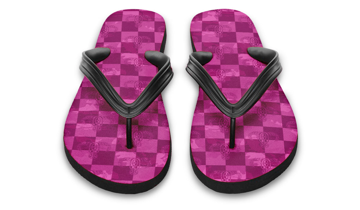 Flip Flops - "EOD Buffoulage Checkered Flag" (Pink)