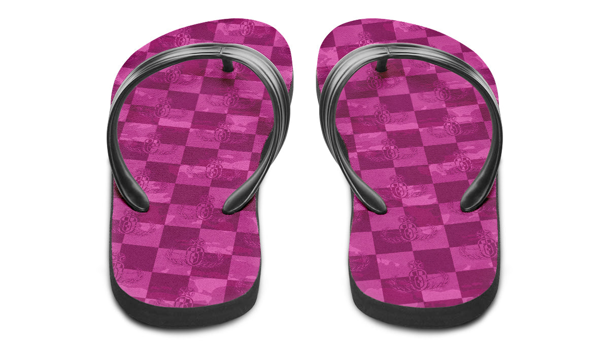 Flip Flops - "EOD Buffoulage Checkered Flag" (Pink)