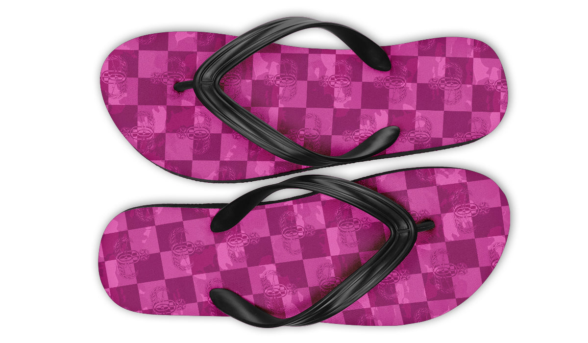 Flip Flops - "EOD Buffoulage Checkered Flag" (Pink)