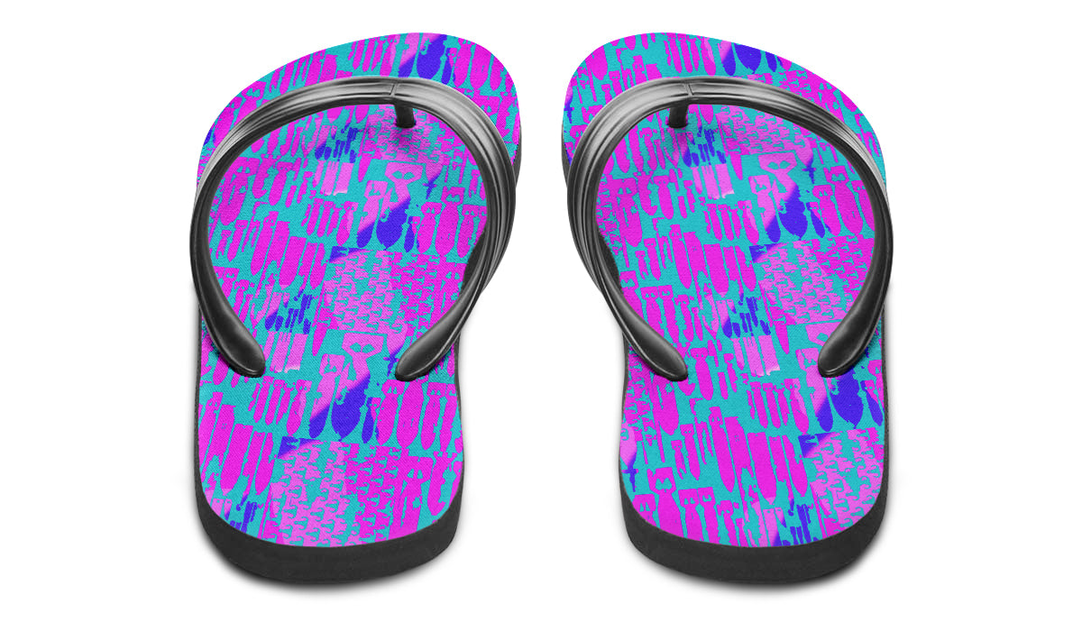 Flip Flops - "EOD Bomb Flag" (Green/Blue/Purple)