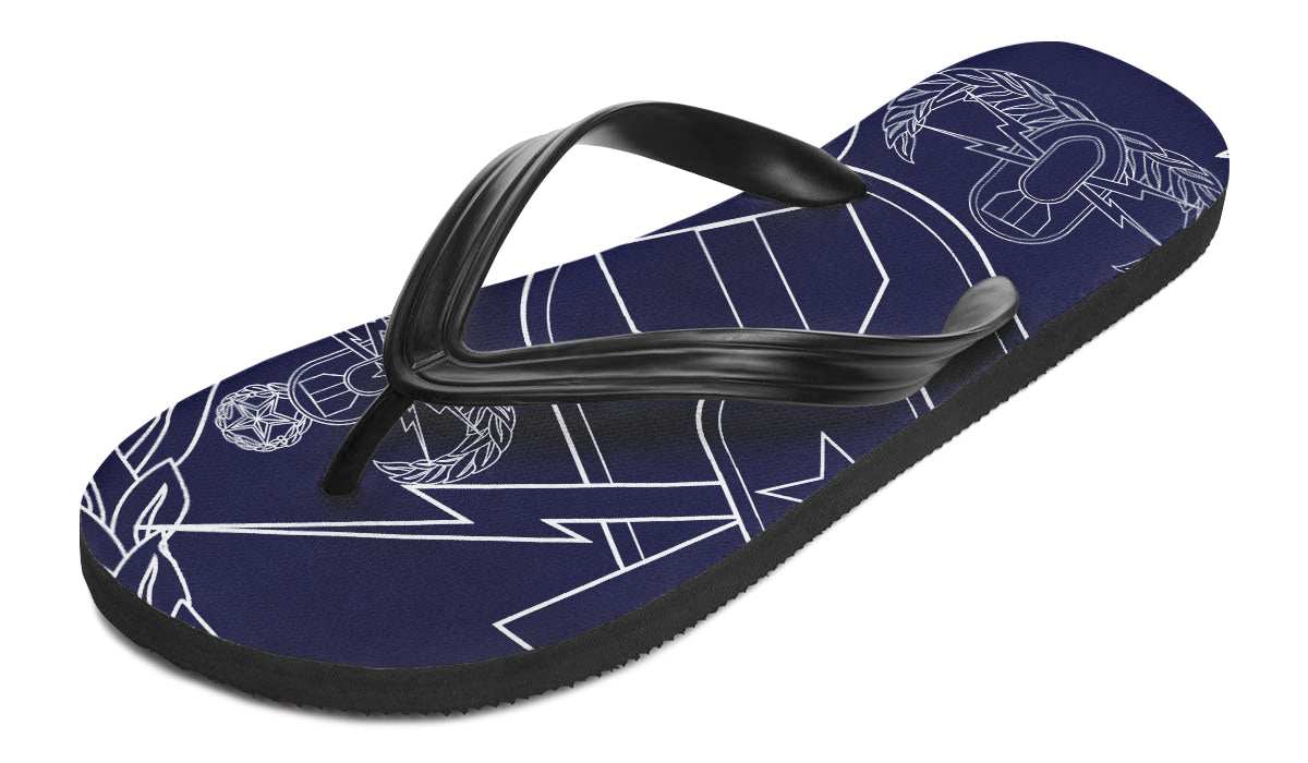 Flip Flops - "EOD Mixed Badges" (White on Navy)