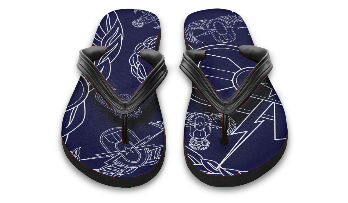 Flip Flops - "EOD Mixed Badges" (White on Navy)