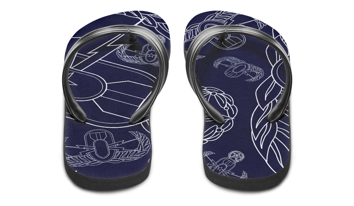 Flip Flops - "EOD Mixed Badges" (White on Navy)