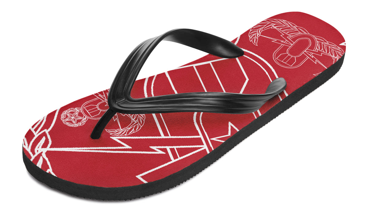 Flip Flops - "EOD Mixed Badges" (White on Red)