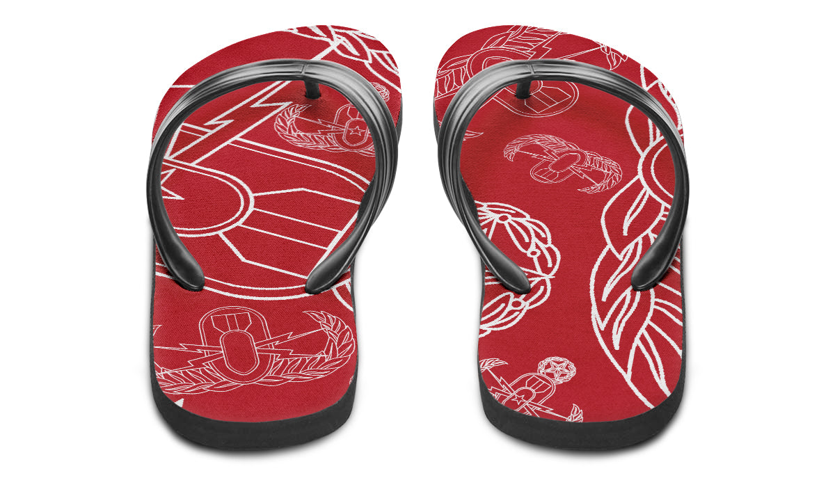Flip Flops - "EOD Mixed Badges" (White on Red)