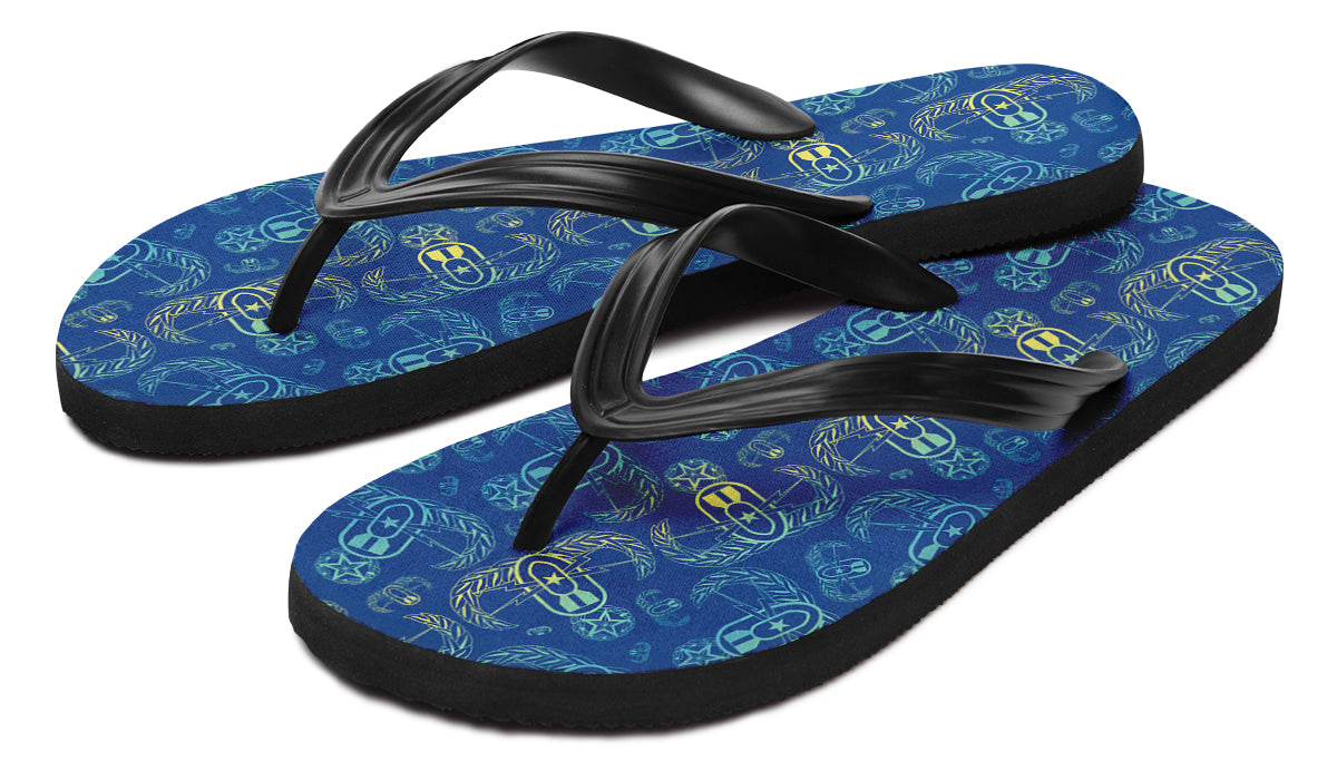 Flip Flops - "EOD BOMBre" (Yellow/Blue/Turquoise)