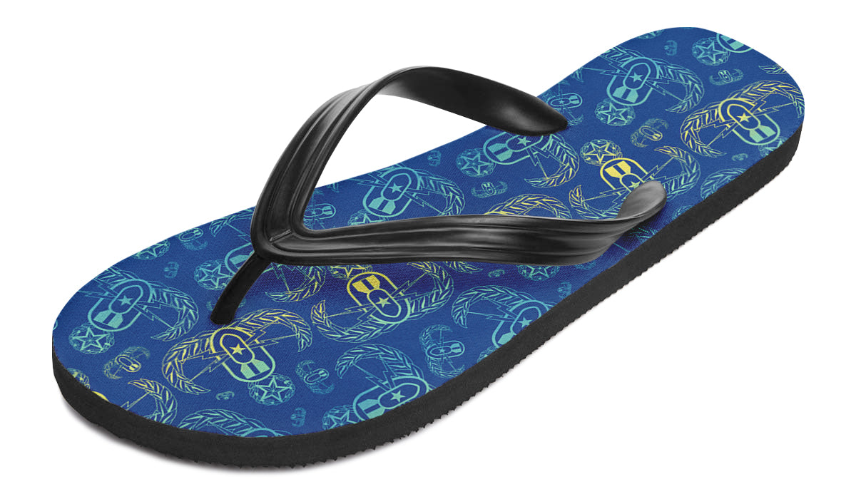 Flip Flops - "EOD BOMBre" (Yellow/Blue/Turquoise)