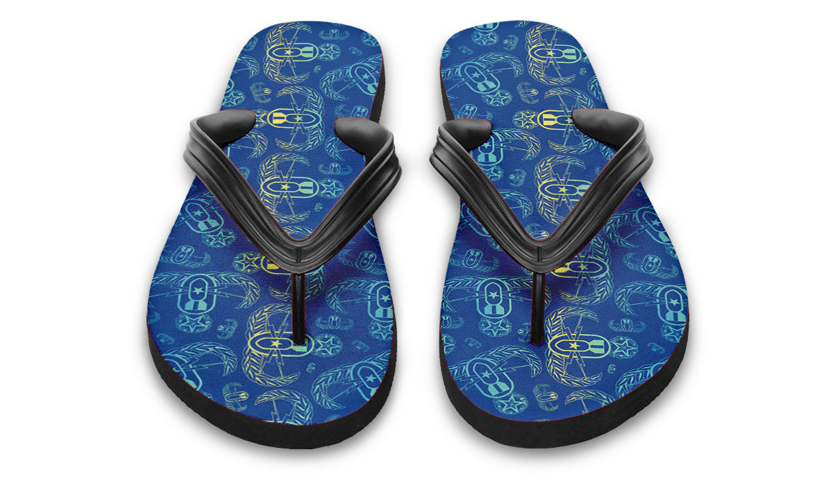 Flip Flops - "EOD BOMBre" (Yellow/Blue/Turquoise)
