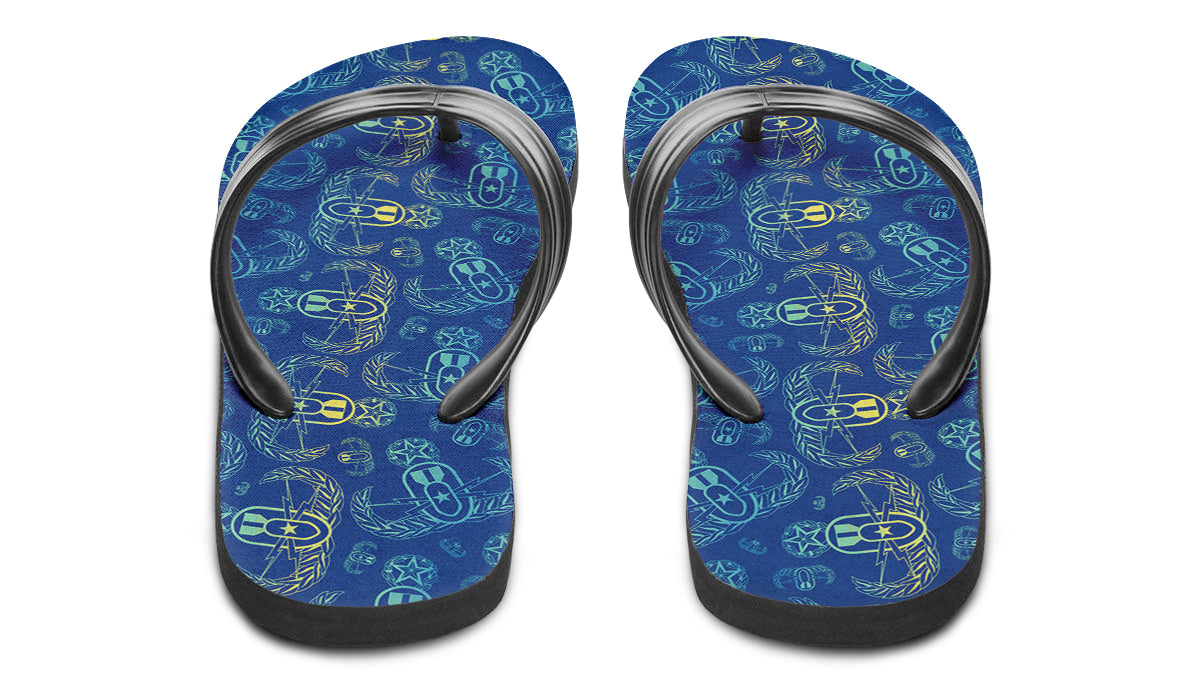 Flip Flops - "EOD BOMBre" (Yellow/Blue/Turquoise)