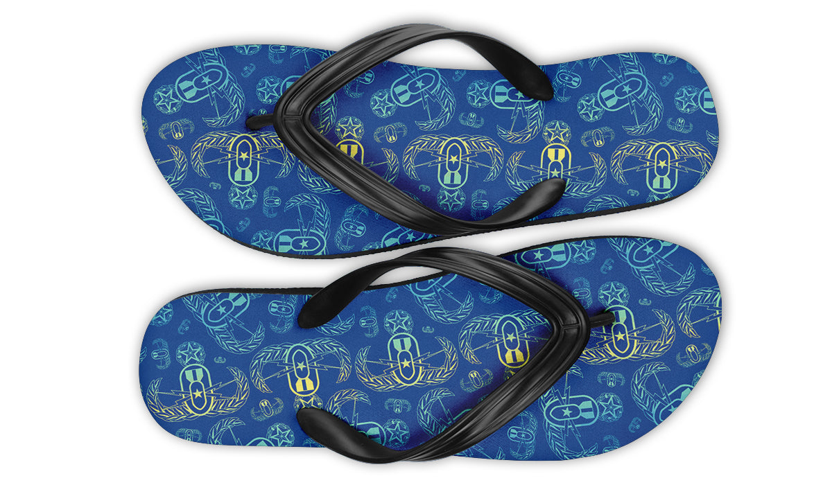 Flip Flops - "EOD BOMBre" (Yellow/Blue/Turquoise)