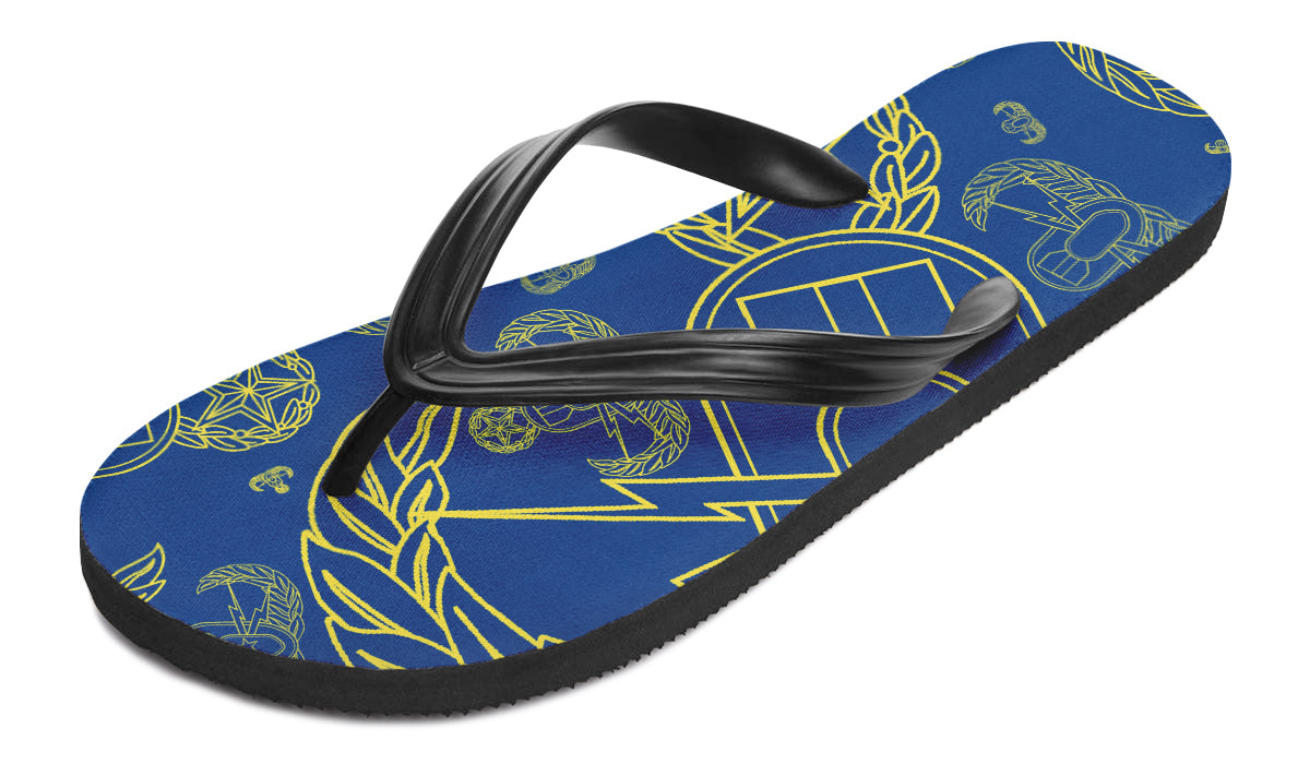 Flip Flops - "EOD Mixed Badges" (Yellow on Blue)