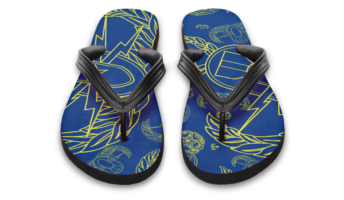Flip Flops - "EOD Mixed Badges" (Yellow on Blue)
