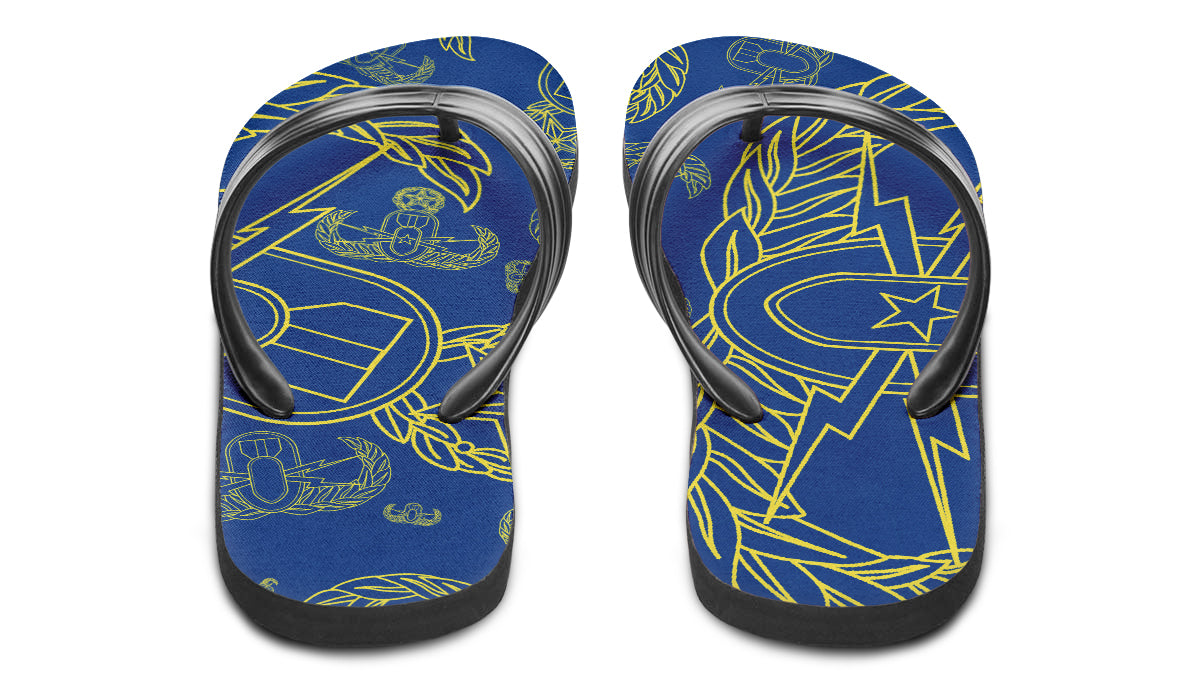 Flip Flops - "EOD Mixed Badges" (Yellow on Blue)
