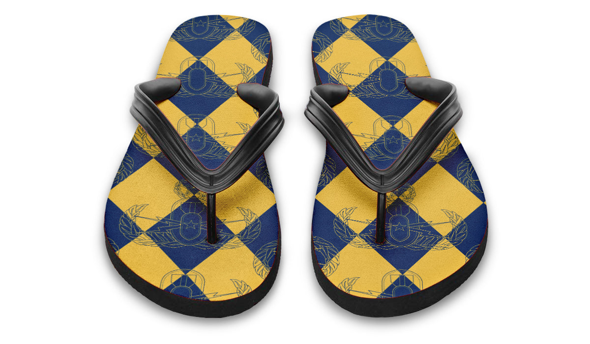 Flip Flops - "EOD Badge Rows Harlequin" (Gold & Navy)