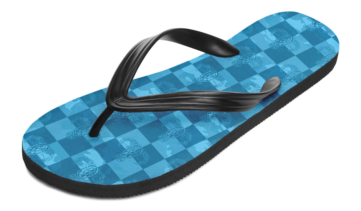 Flip Flops - "EOD Buffoulage Checkered Flag" (Blue)