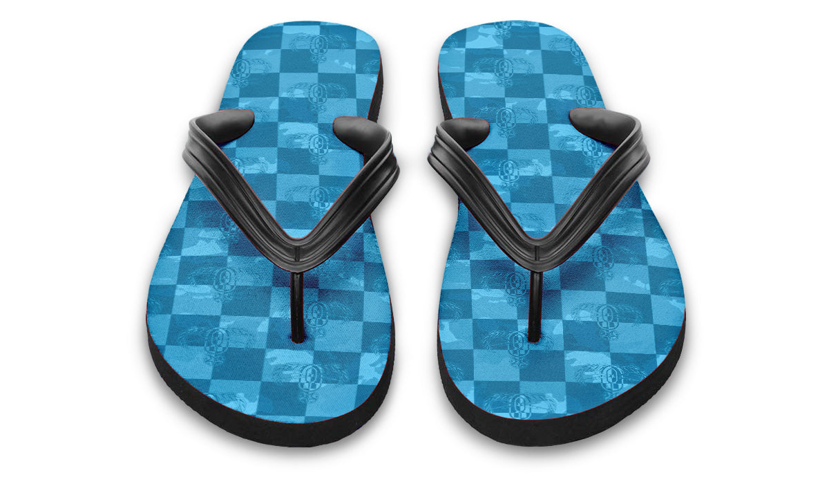 Flip Flops - "EOD Buffoulage Checkered Flag" (Blue)