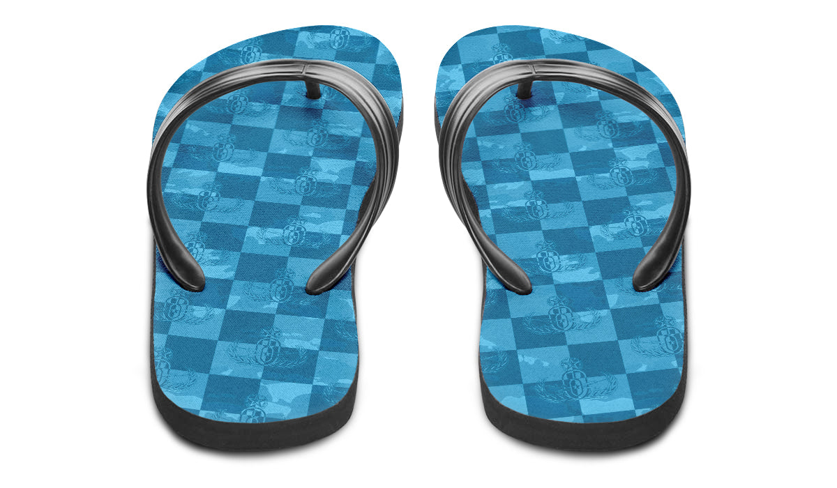 Flip Flops - "EOD Buffoulage Checkered Flag" (Blue)