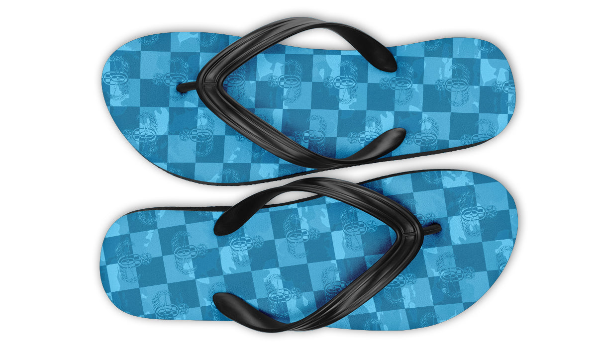 Flip Flops - "EOD Buffoulage Checkered Flag" (Blue)