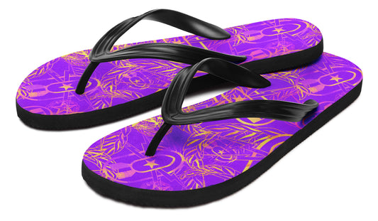 Flip Flops - "It's 5 o'clock Somewhere" (Yellow on Purple)