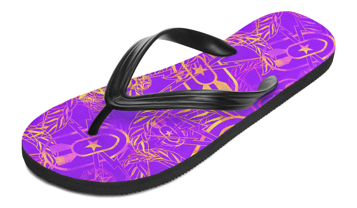 Flip Flops - "It's 5 o'clock Somewhere" (Yellow on Purple)