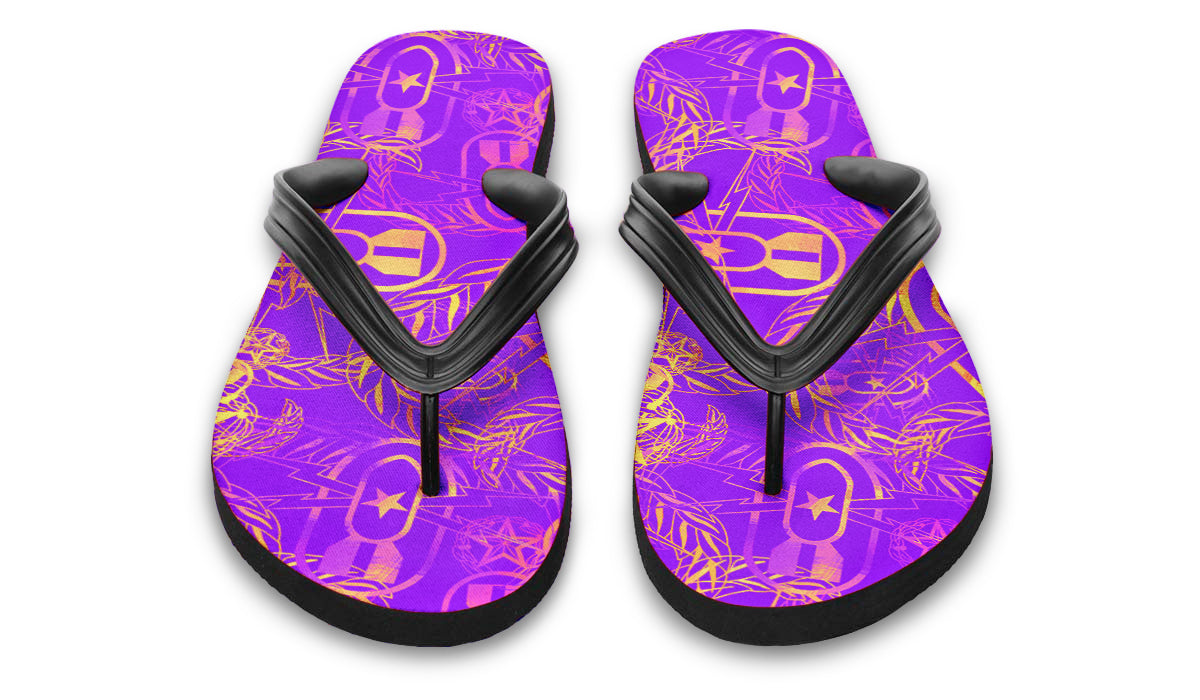 Flip Flops - "It's 5 o'clock Somewhere" (Yellow on Purple)