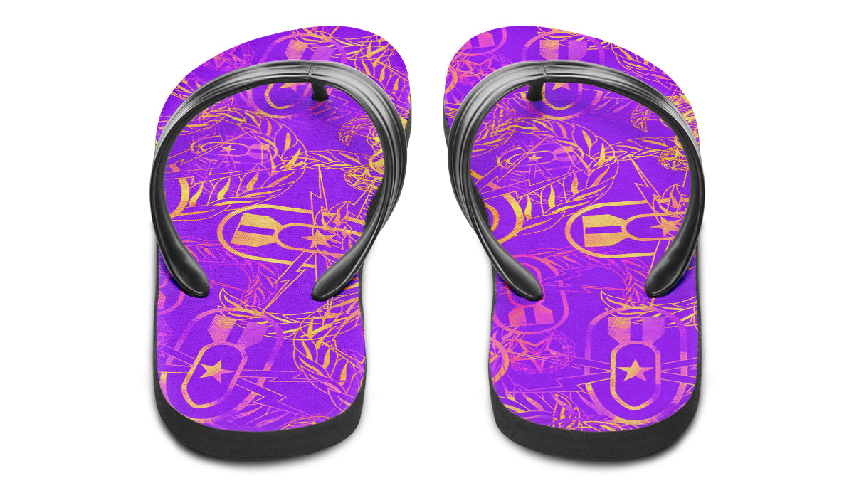 Flip Flops - "It's 5 o'clock Somewhere" (Yellow on Purple)