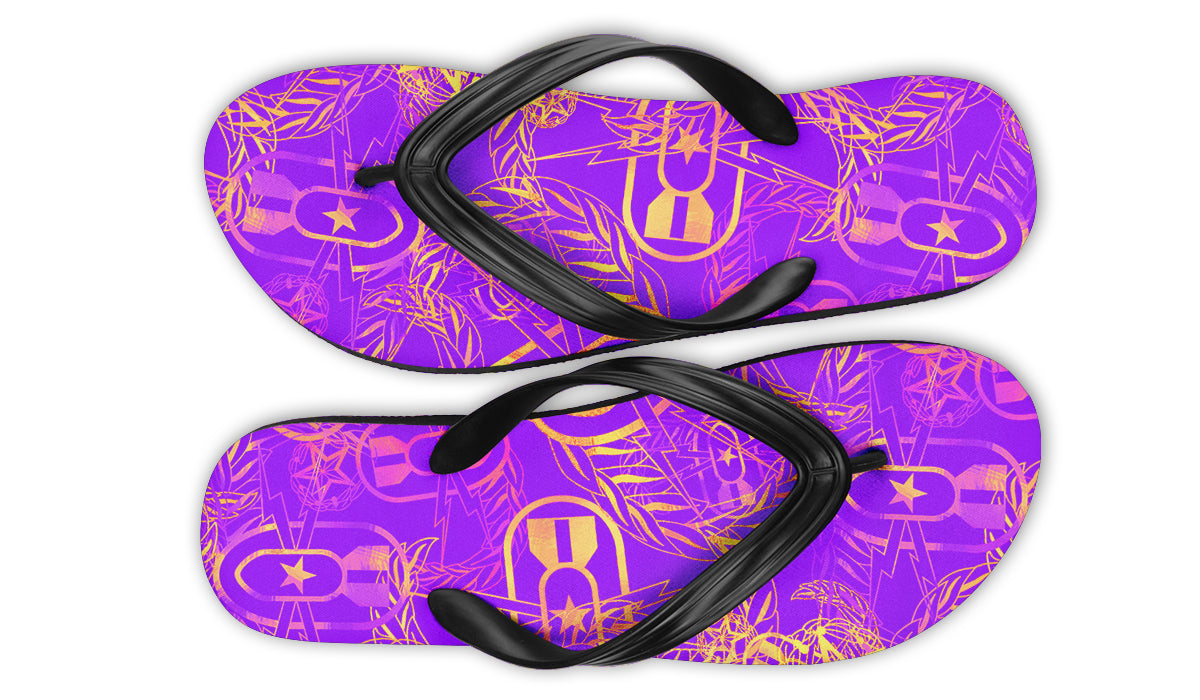 Flip Flops - "It's 5 o'clock Somewhere" (Yellow on Purple)