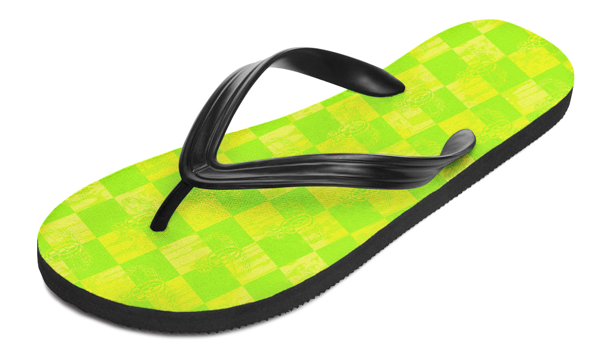 Flip Flops - "EOD Checkered Bomb Flag" (Lemon Lime)