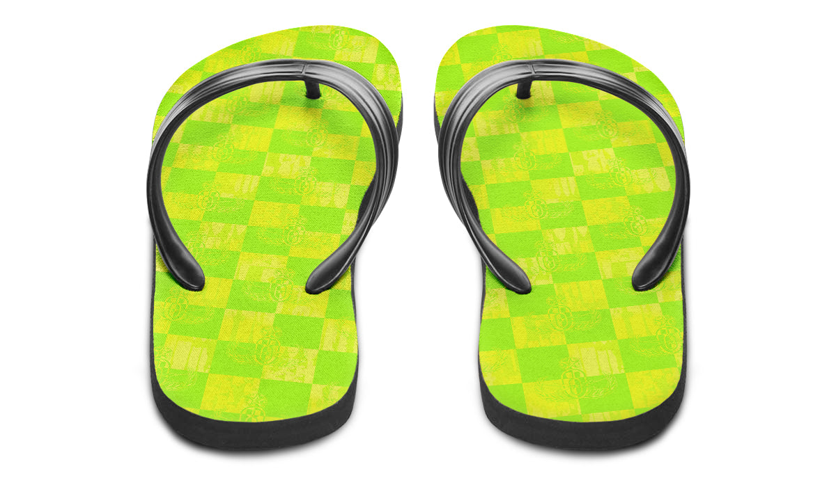 Flip Flops - "EOD Checkered Bomb Flag" (Lemon Lime)