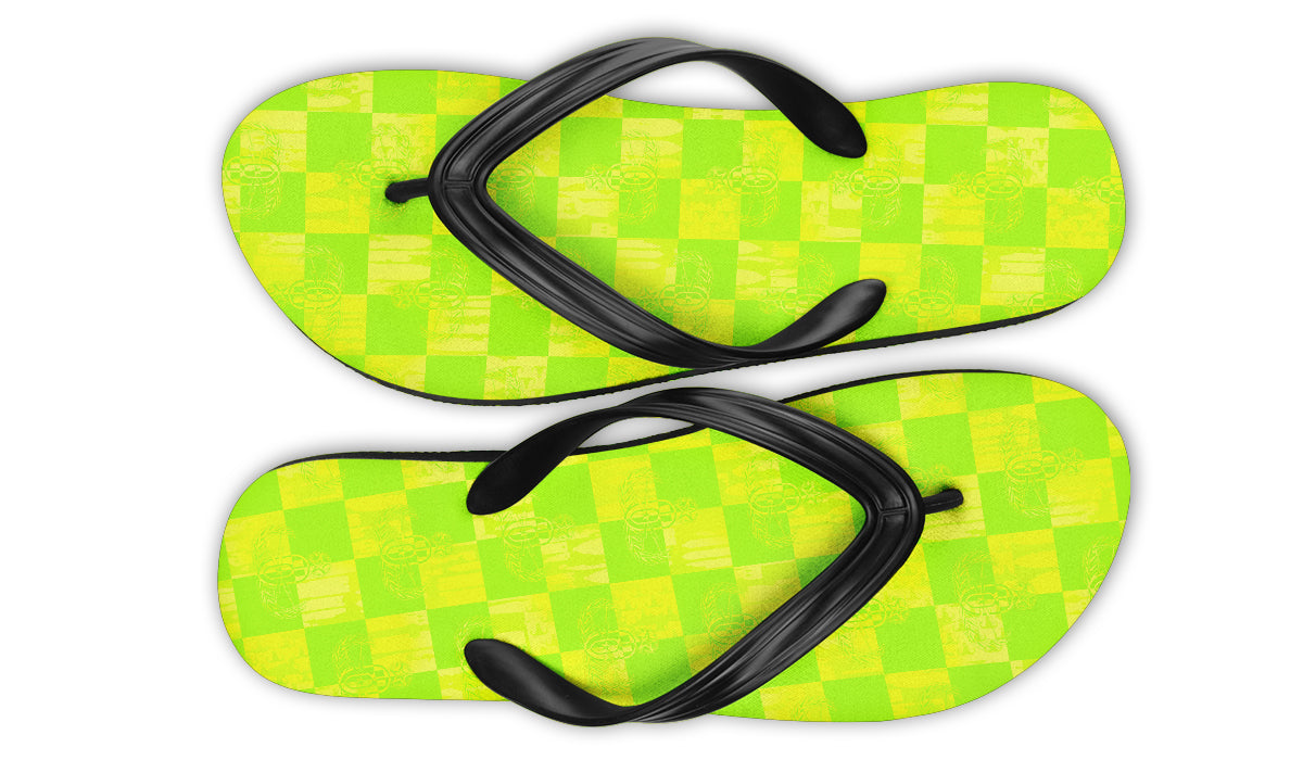 Flip Flops - "EOD Checkered Bomb Flag" (Lemon Lime)