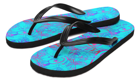 Flip Flops - "It's 5 o'clock Somewhere" (Bright on Turquoise)
