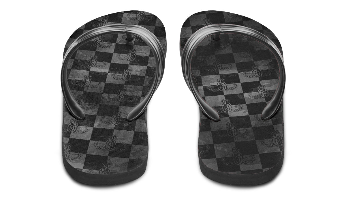 Flip Flops - "EOD Buffoulage Checkered Flag" (Faded Black)