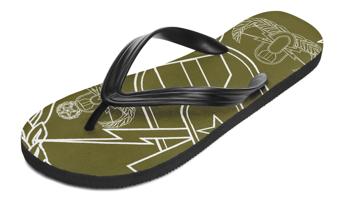 Flip Flops - "EOD Mixed Badges" (White on OD Green)