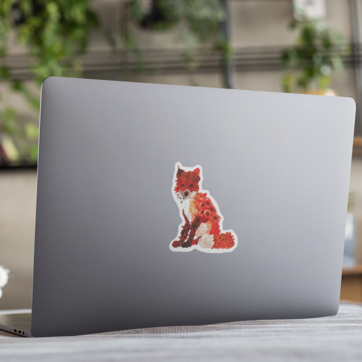 "Floral Fox" Vinyl Sticker/Decal