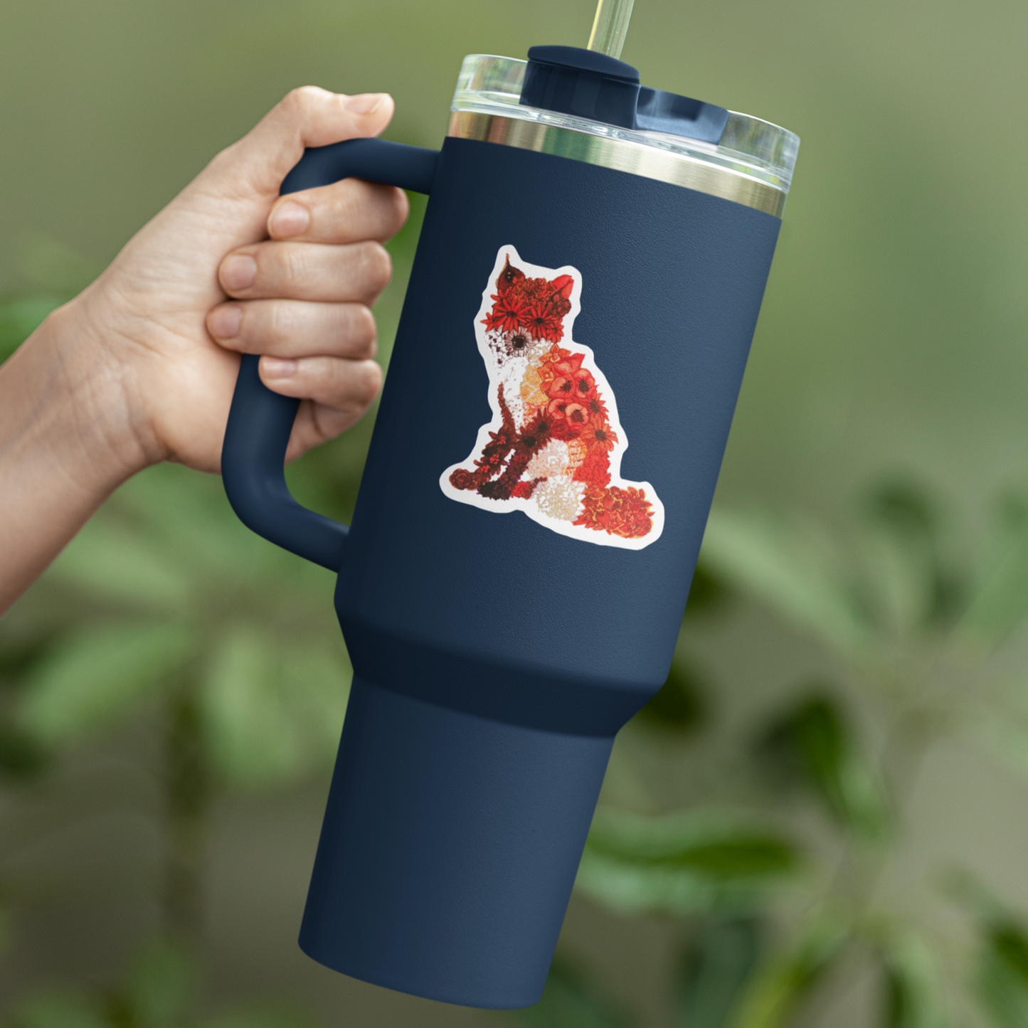 "Floral Fox" Vinyl Sticker/Decal