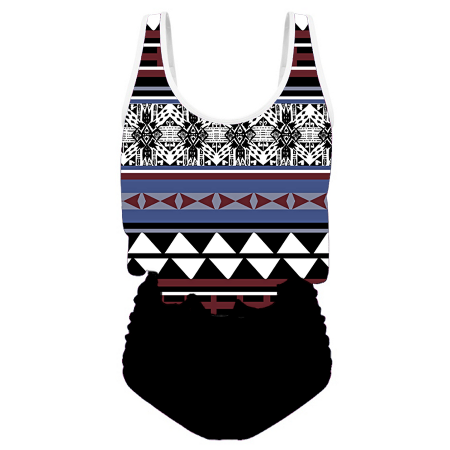 Women's Flowy Tankini - "Aztec Maroon"