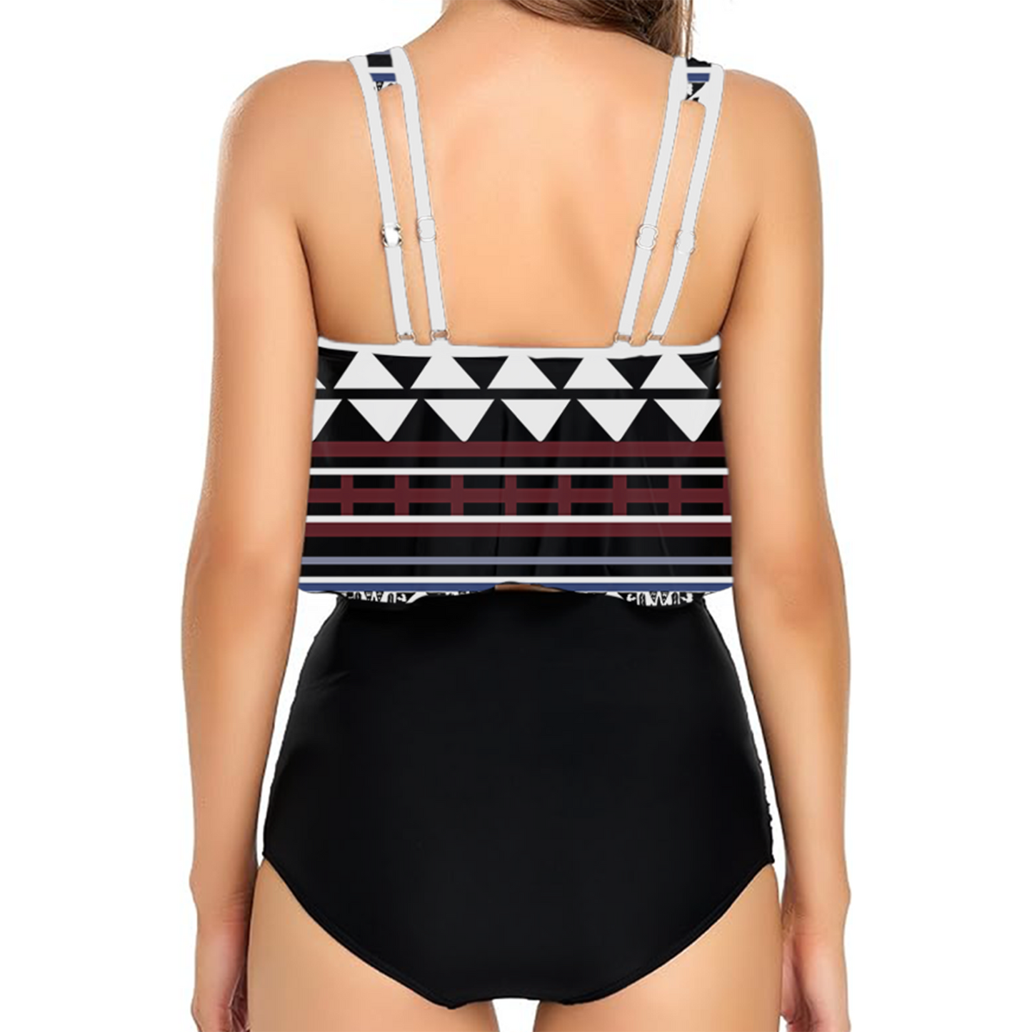 Women's Flowy Tankini - "Aztec Maroon"