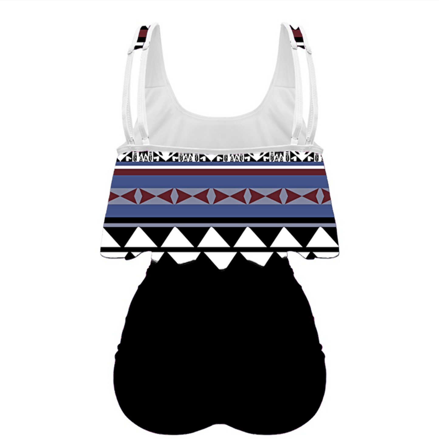 Women's Flowy Tankini - "Aztec Maroon"
