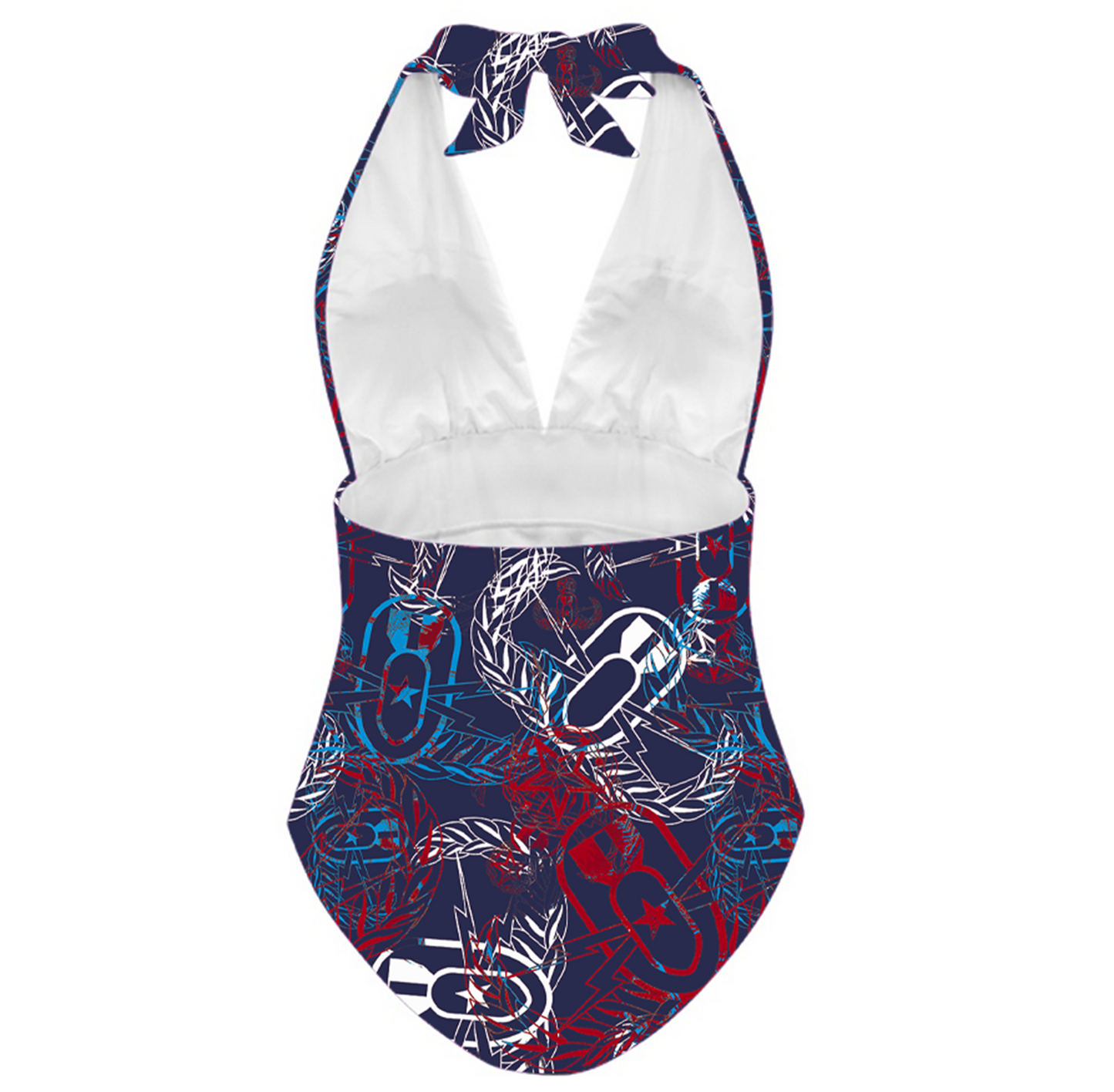Women's Halter One-Piece - "It's 5 o'clock Somewhere" (Red, White, & Blues)