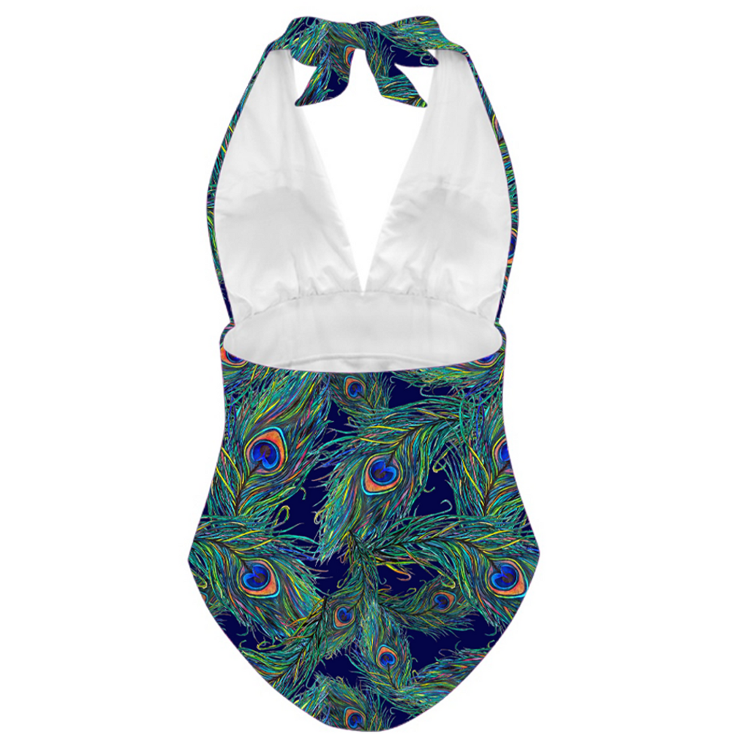 Women's Halter One-Piece - "Peacock Feathers"