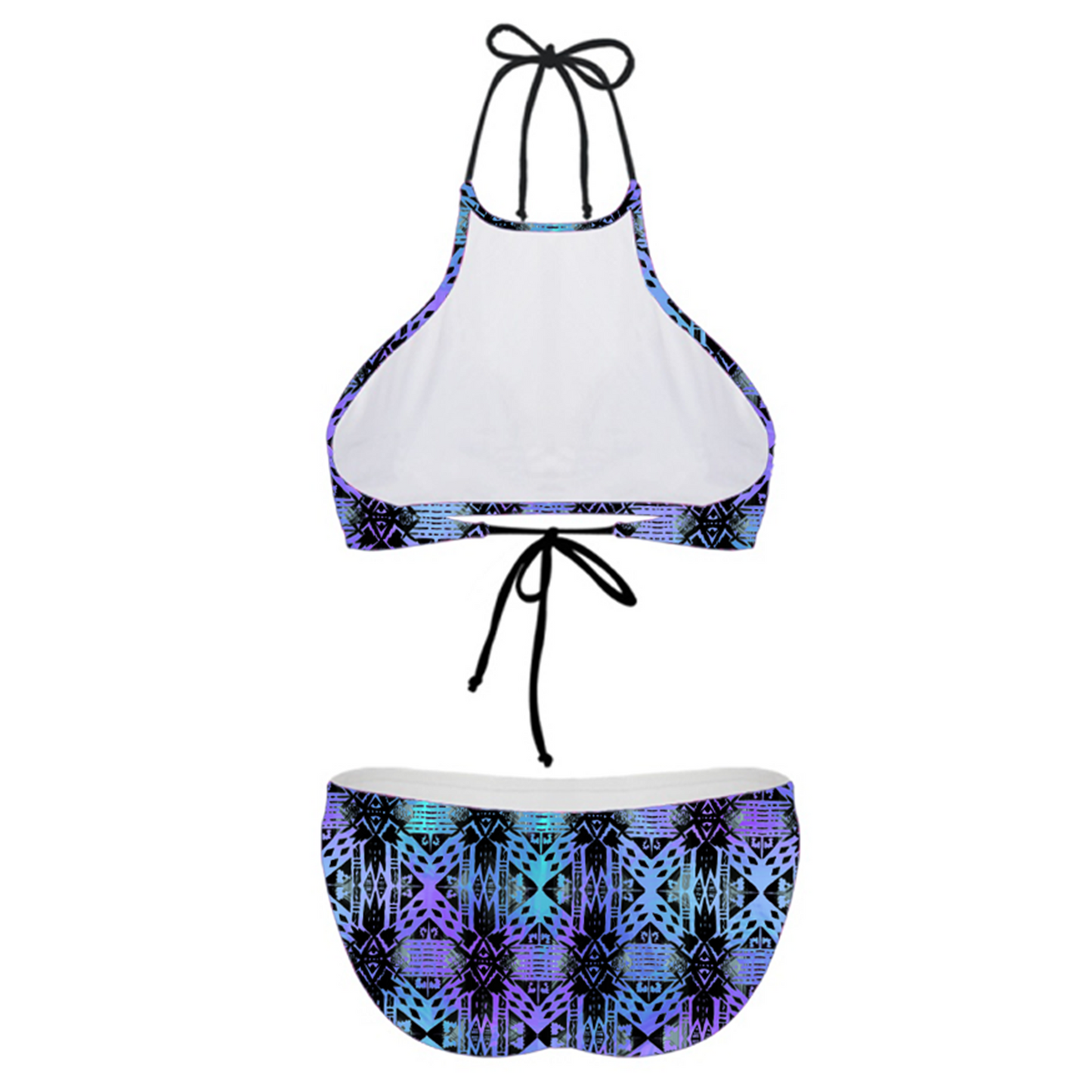 Women's High Neck Bikini - "Aztec Ombre" (Purple/Turquoise/Black)