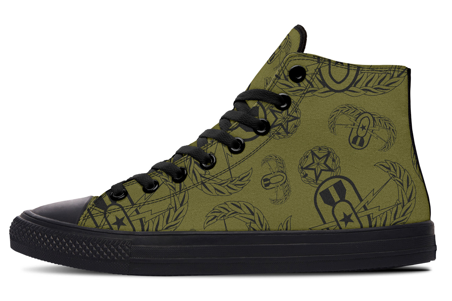 High Tops - "EOD Badges x 3" (Black on OD Green)