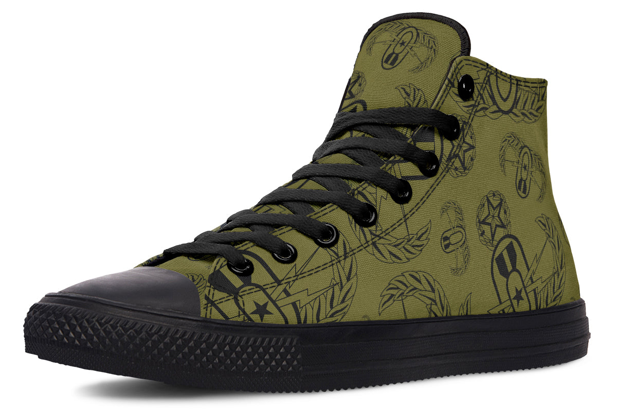 High Tops - "EOD Badges x 3" (Black on OD Green)